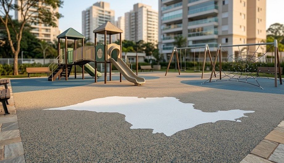 Piso emborrachado para condomínios