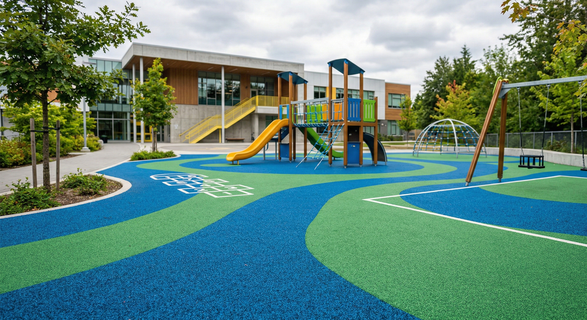 Piso emborrachado seguro para escolas e creches