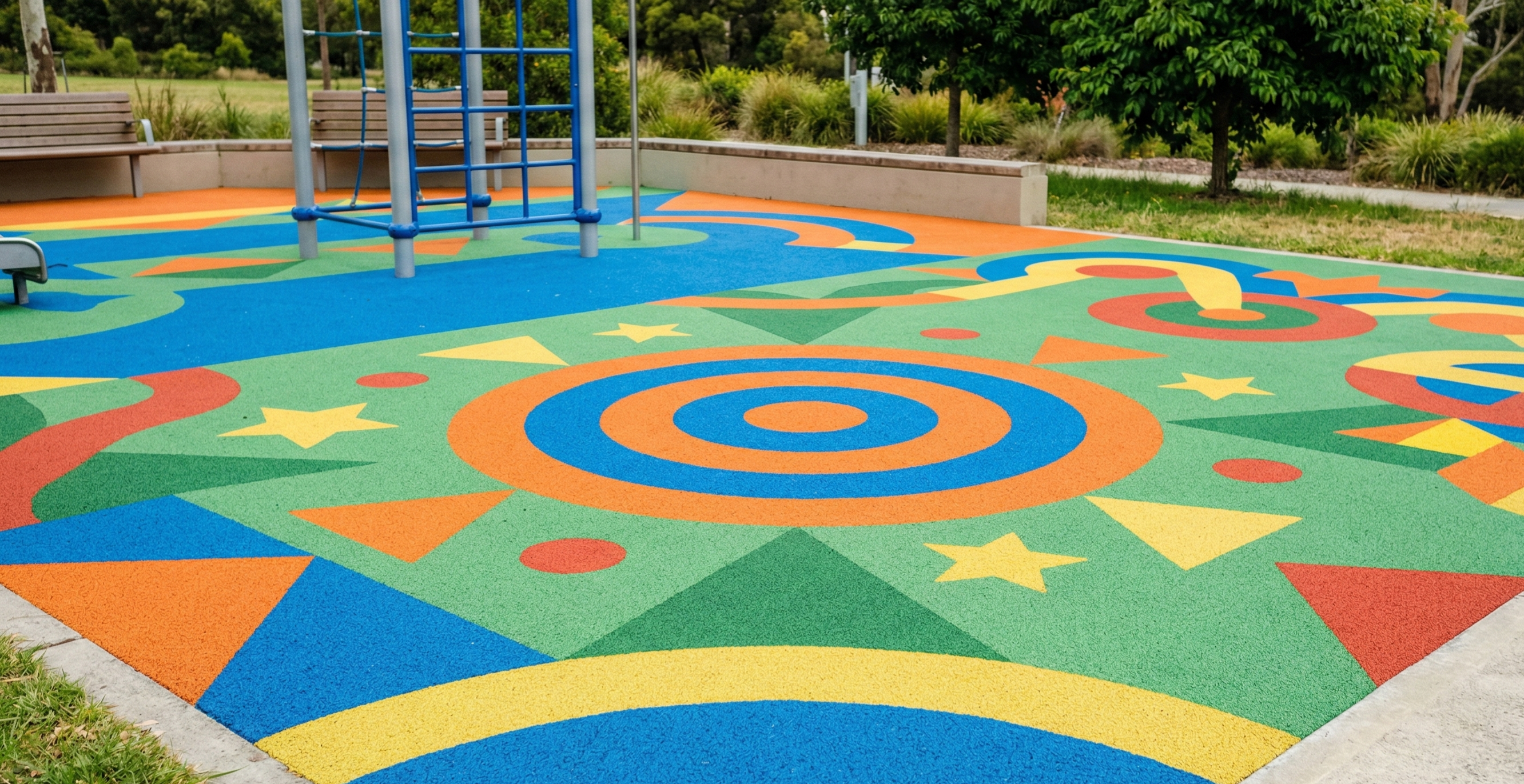 Piso EPDM colorido em área de lazer